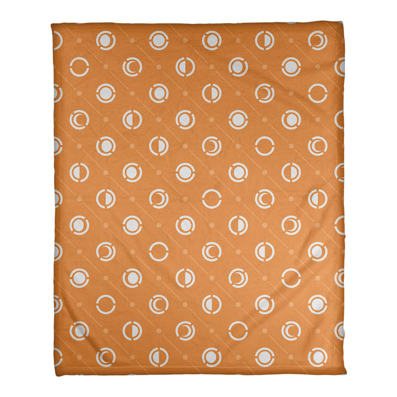 Couverture polaire moon phases, l 50 po x L 60 po, Blanc / Orange
