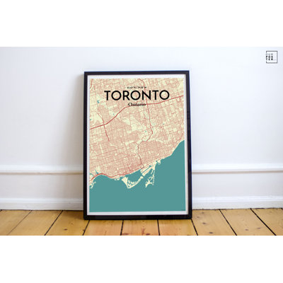 « toronto city map », reproduction d’impression sur affiche en tricolore
