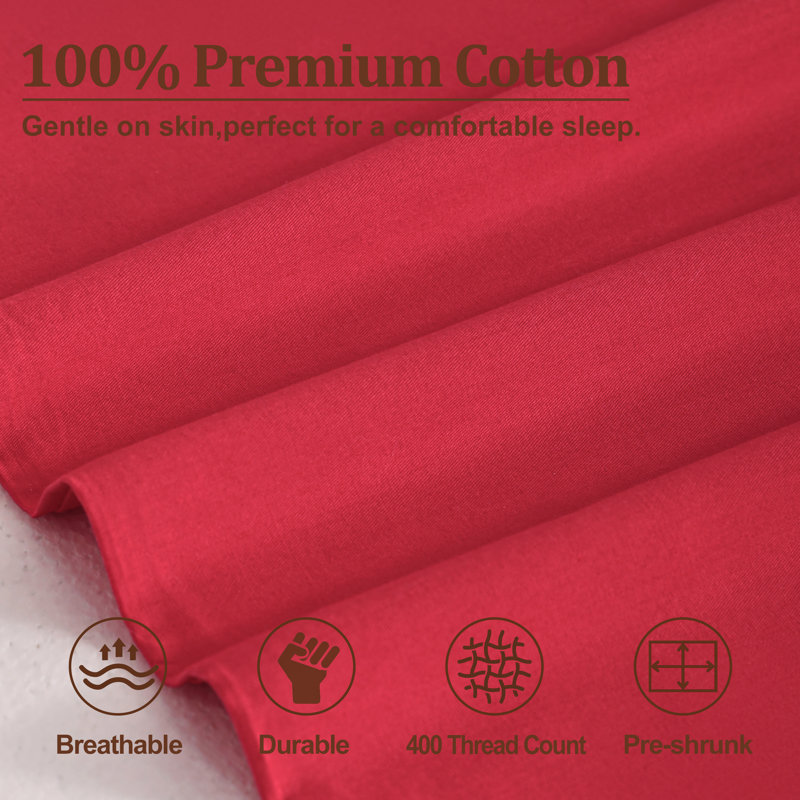 Housse de coussin 100% coton doux et respirant, housse pour coussin de fermeture à enveloppe, 20 po x 54 po, paquet de 1, Red