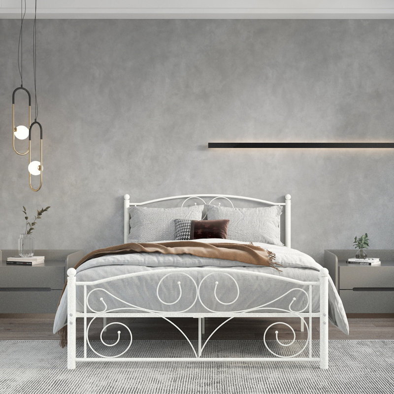 Structure de lit en métal robuste à conception unique de fleurs pour des solutions de sommeil élégantes et durables, Double