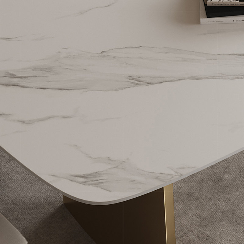 Ensemble de table en pierre frittée légère de luxe supérieur, H 29,53 po x L 78,74 po x l 39,37 po