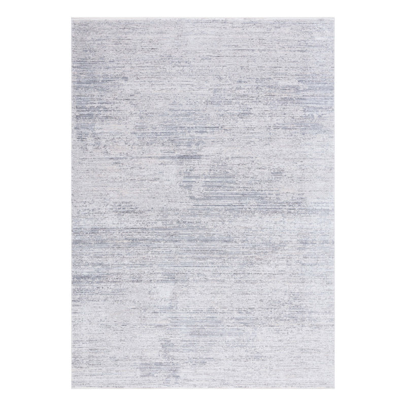 Tapis rectangulaire gris / acrylique en polyester tissé à la machine, Rectangle 8 pi x 10 pi