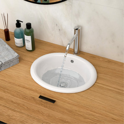 17"X15.5" Semi - Recessed White Ceramic Bathroom Countertop Vessel Sink, Construction, Stain Finish, Quick Maintenance Sink For Bathroom, Soft Corners Concept, Acid Proof Surface Layer, Easy To Clean