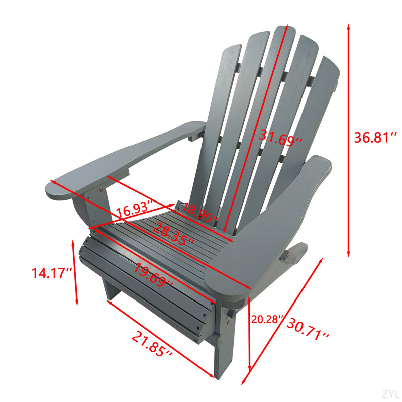Chaise Adirondack d'extérieur ou d'intérieur en bois, pliable