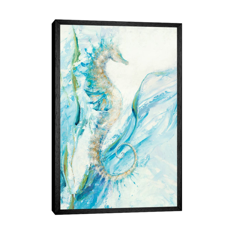 New Seahorse by Dina D'Argo - Painting on Canvas, Black Framed, 66.04cm H x 45.72cm W x 3.81cm D
