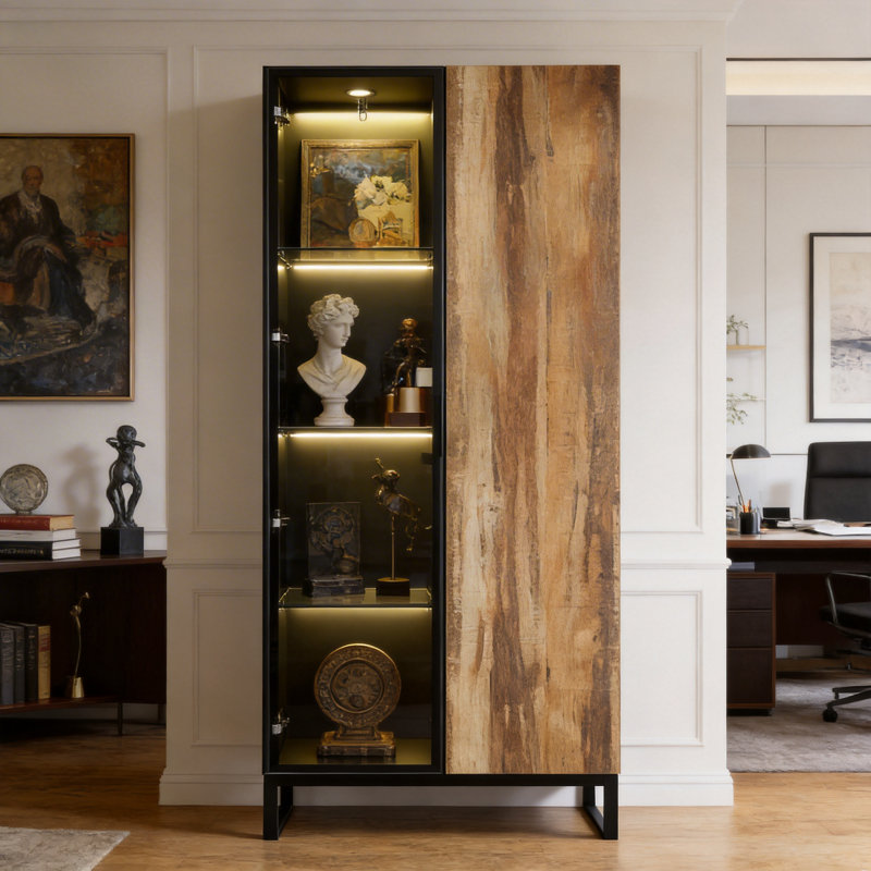 Vitrine avec lumières DEL à changement de couleur et porte à ouverture tactile