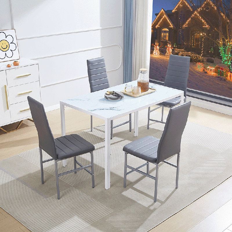 4 - Person Dining Set, Dark Grey, White