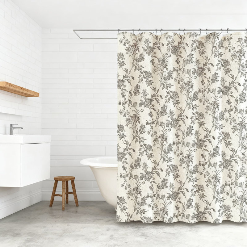 Rideau de douche Floral, Noir