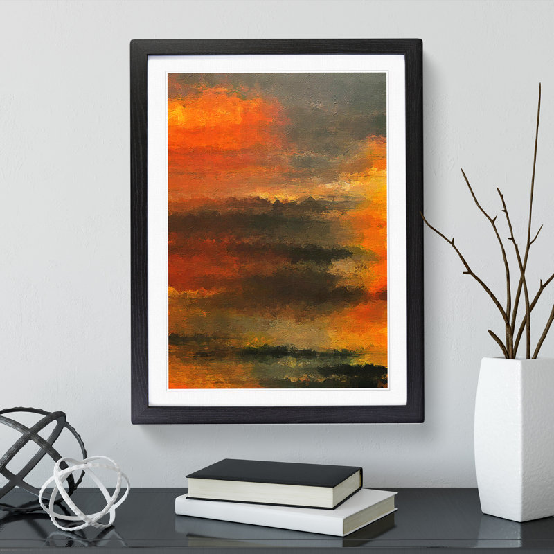 Burnt Ash Abstract - Single Picture Frame Print, Black, 64cm H x 46cm W x 2cm D