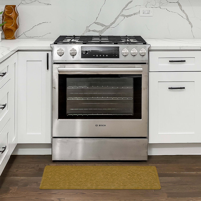 Gray Faux Leather Anti-Fatigue Kitchen Mat 17.5" x 48"