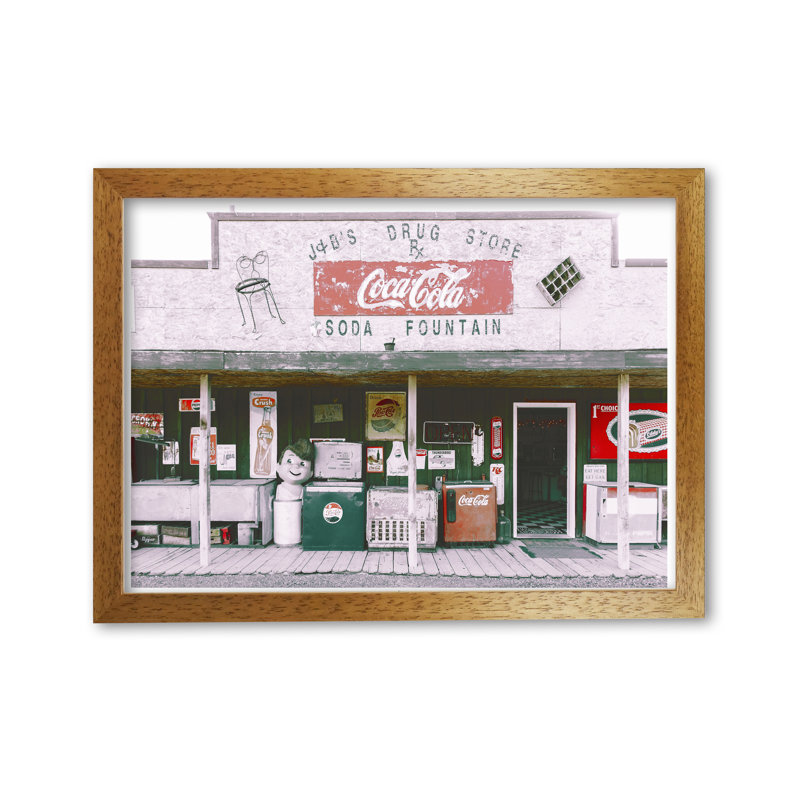 Coca Cola Shop - Print, Honey Oak Frame, 85 cm H x 60 cm W x 5 cm D