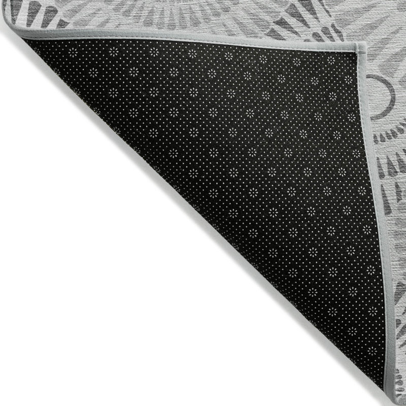 10' X 14' Gray And Dark Gray Geometric Washable Indoor Outdoor Area Rug