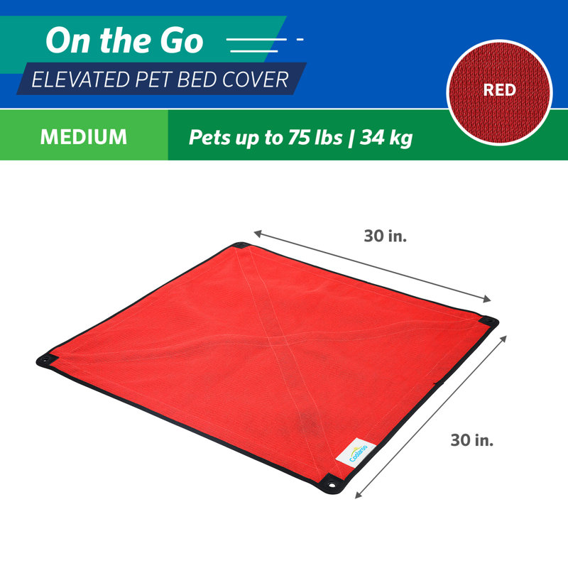 Outdoor Pet Bed Cover, Medium (30" H x 30" W x 1.2" D), Red