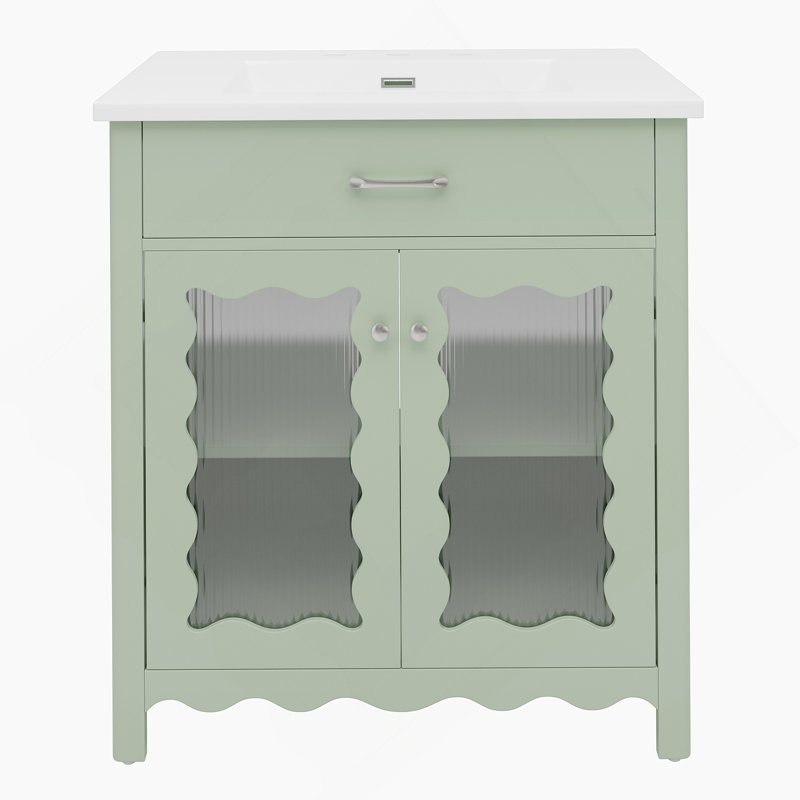 Meuble-lavabo 31 po avec verre trempé, Vert