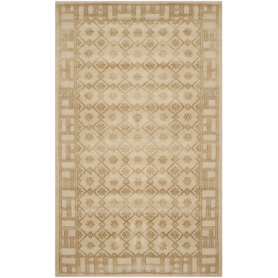 Nepalese Hand Knotted Silk And Wool Geometric Rug