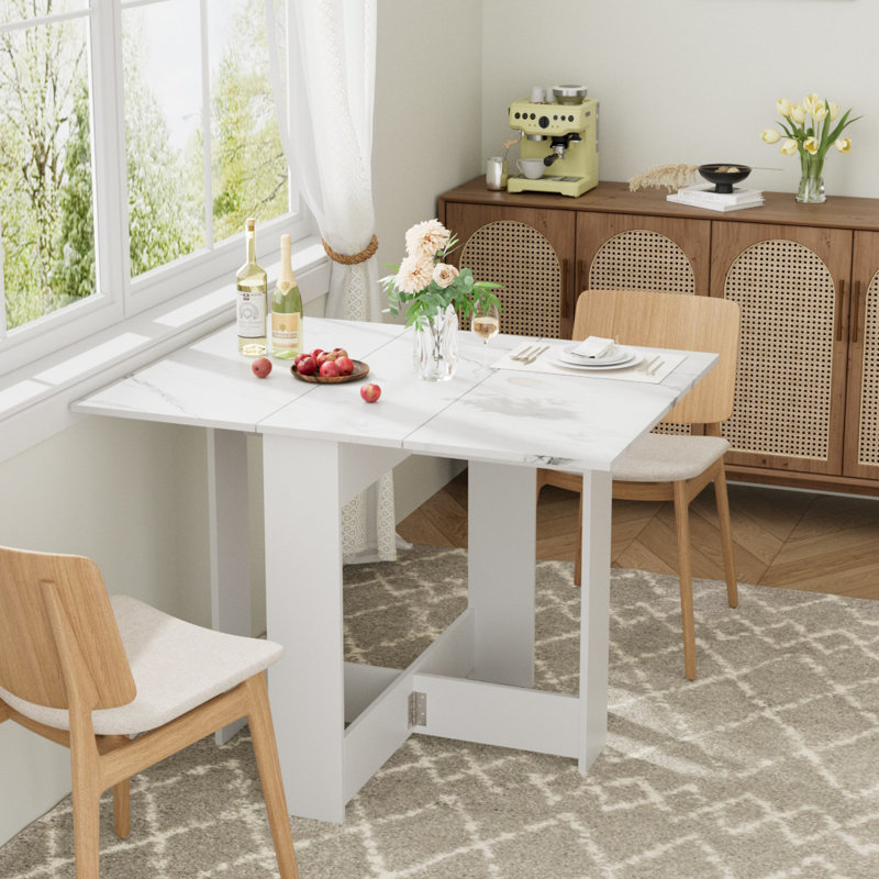 Foldable Wooden Drop Leaf Dining Table, 73 cm H x 120 cm W x 76 cm D