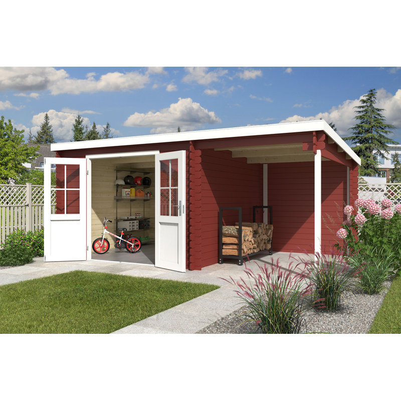 Lasita Tampa 10 x 10 Ft. Summerhouse With An Undercover Canopy (28mm), TAMPA SWEDISH RED