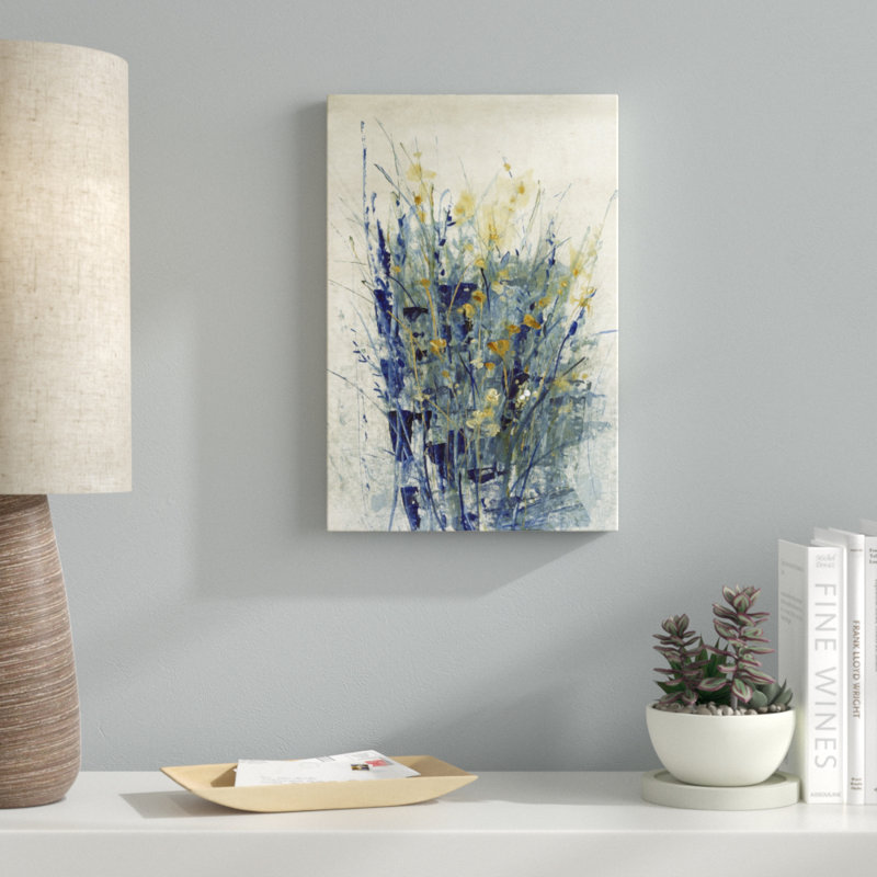 Indigo Floral II by Timothy O' Toole - Painting, 46cm H x 30cm W, Wrapped Canvas