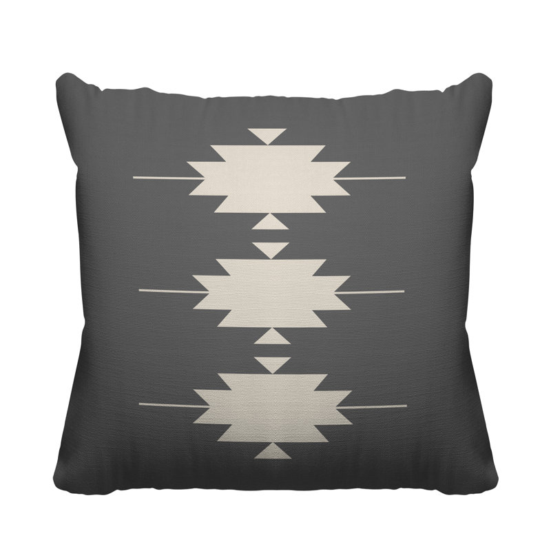 Coussin intérieur / extérieur Sike Southwestern, L 19 po x H 19 po, Gris