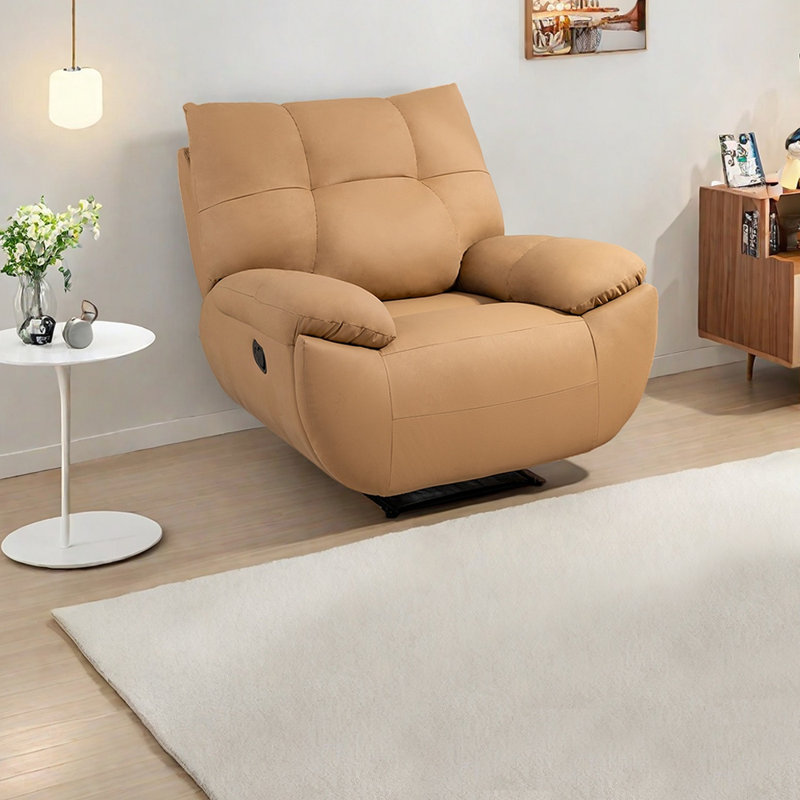Comfortable faux leather lounge chair, Light Brown