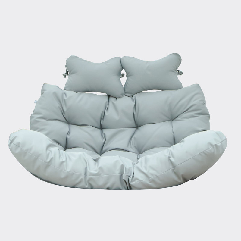 Modern Upholstered 2 Person Hanging Egg Swing Chair Cushion With Headrest, Light Gray