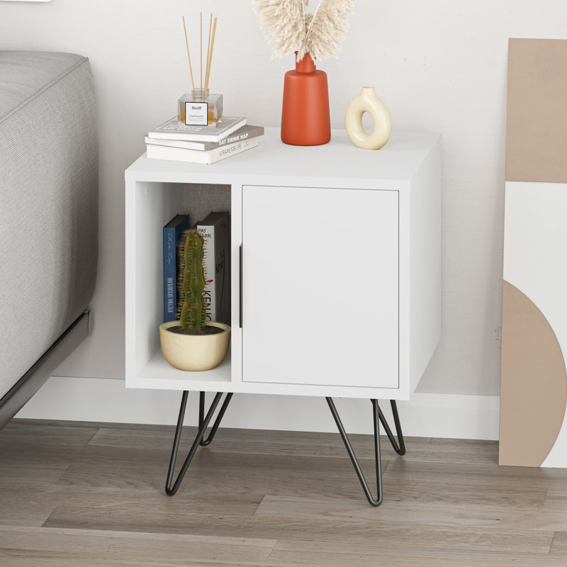 Table de chevet Chantele, Blanc
