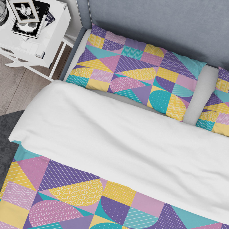Ensemble de housse de couette à motif géométrique pastel abstrait géométrique I
