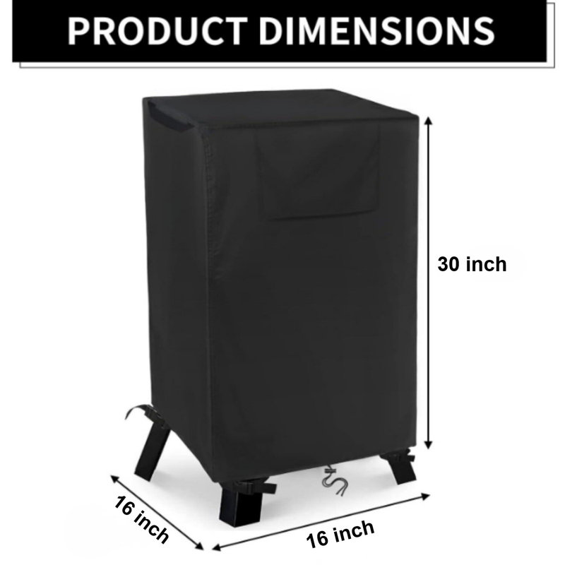 Housse de friteuse à dinde noire l 16 po x P 16 po x H 30 po | Housse de protection extérieure 400D imperméable avec évents et poignées