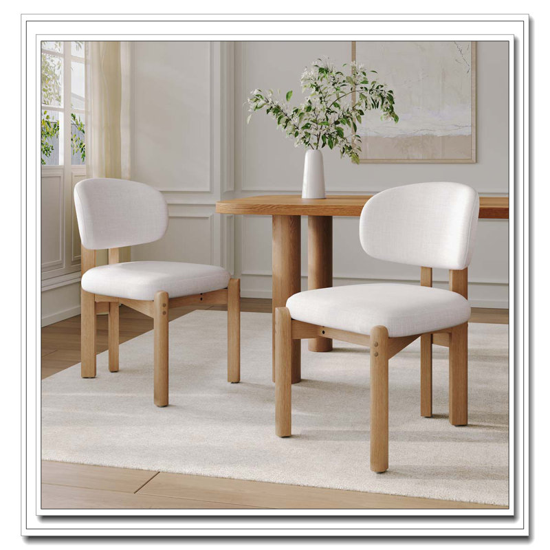 Chaises de salle à manger rembourrées Mid-Century, Naturel, Naturel