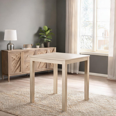 Warm Beige Solid Wood Square Counter Height Table, Seats 4, Traditional Dining Room Style