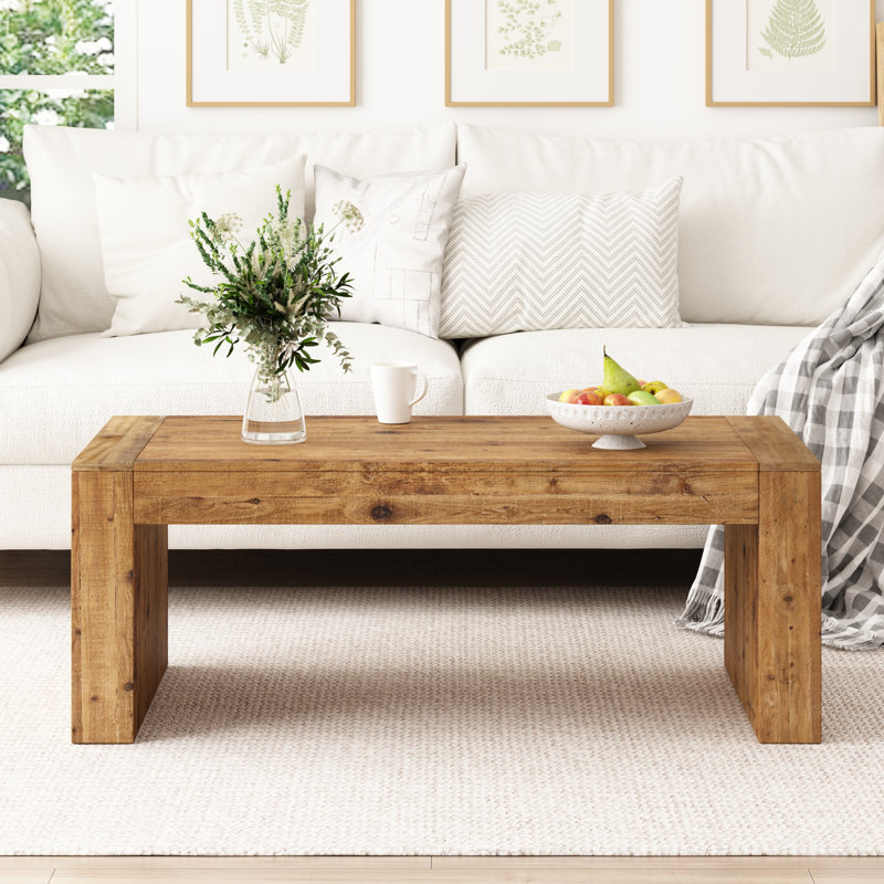 Table basse en bois massif récupéré de 47,2 po à conception minimaliste à assemblage rapide