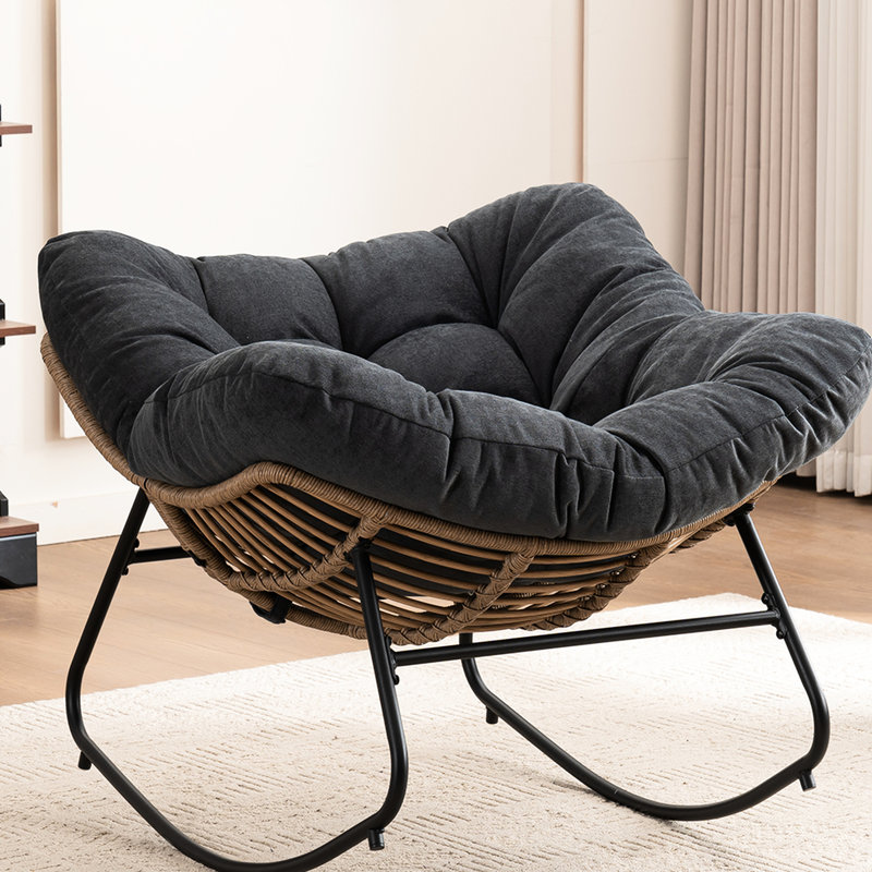 Chaise berçante moderne, revêtement en chenille, réduire l'anxiété, salon, décoration de chambre à coucher, Noir