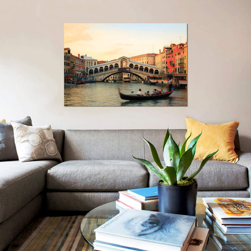 « coucher de soleil à rialto, venice » par matteo colombo, impression sur toile, H 8 po x l 12 po x P 0,75 po, Toile tendue