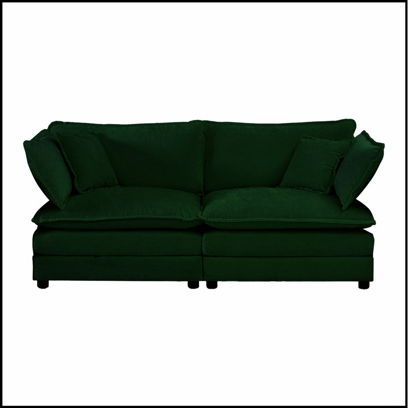 Canapé modulaire rembourré 4 pièces avec causeuse 2 places et 2 repose-pieds pour un confort et un style polyvalents, Vert