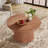 31.5" Round Coffee Table, Fluted Center Table with Drum Base, Farmhouse Accent Tea Table for Living Room, Apartment-459007152