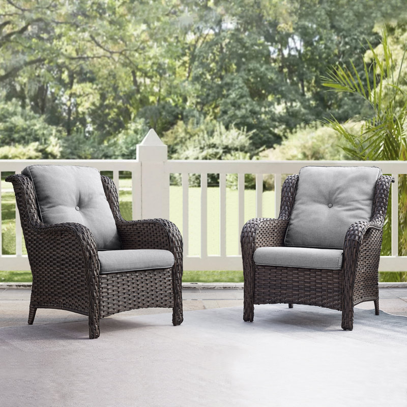 Chaise de patio avec coussins Tonry, Brun, gris