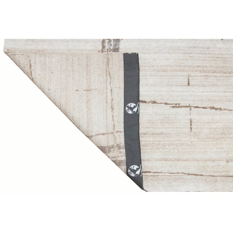 Tapis beige et naturel de haute qualité noué à la main, Rectangle de 5 pi x 8 pi