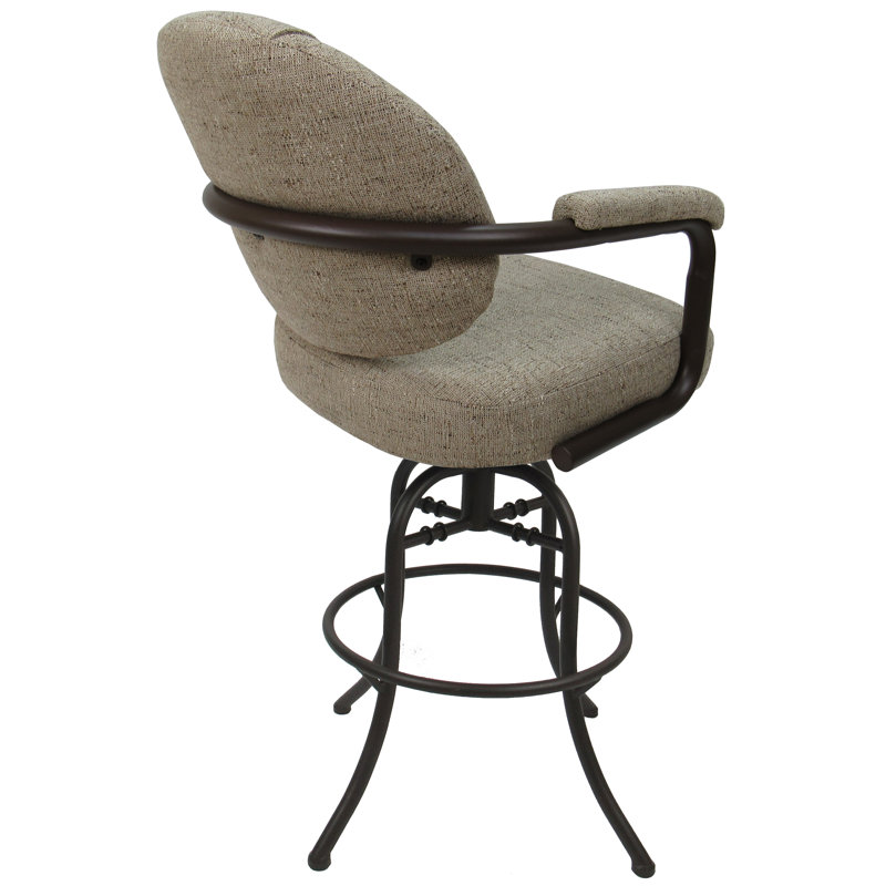 Tabouret de bar et de comptoir pivotant Shrestha, Tissu brun / structure en bois flotté Hemsath