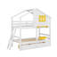Lit superposé simple au-dessus de simple avec 2 tiroirs, 1 boîte de rangement, 1 tablette, fenêtre et toit-1080576247