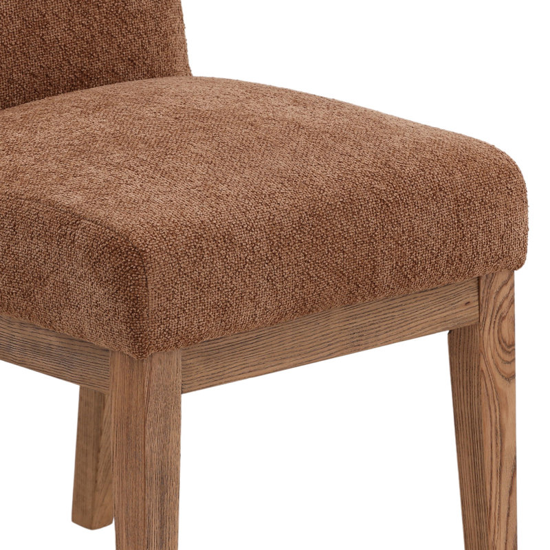 Chaise rembourrée en polyester Weilan, Charlotte latte et naturel