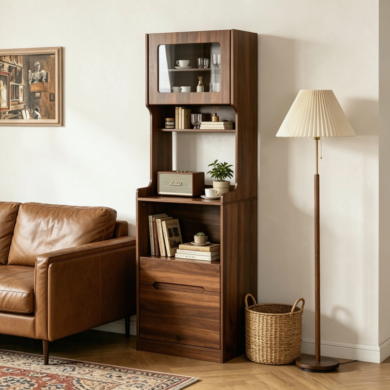Armoire de garde-manger autoportante Walnut Farmhouse, Walnut
