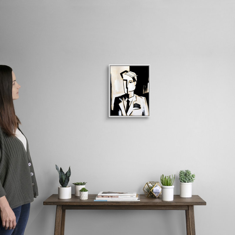 Reproduction d'art sur toile, H 16 po x l 13 po x P 1,75 po, Cadre flottant blanc