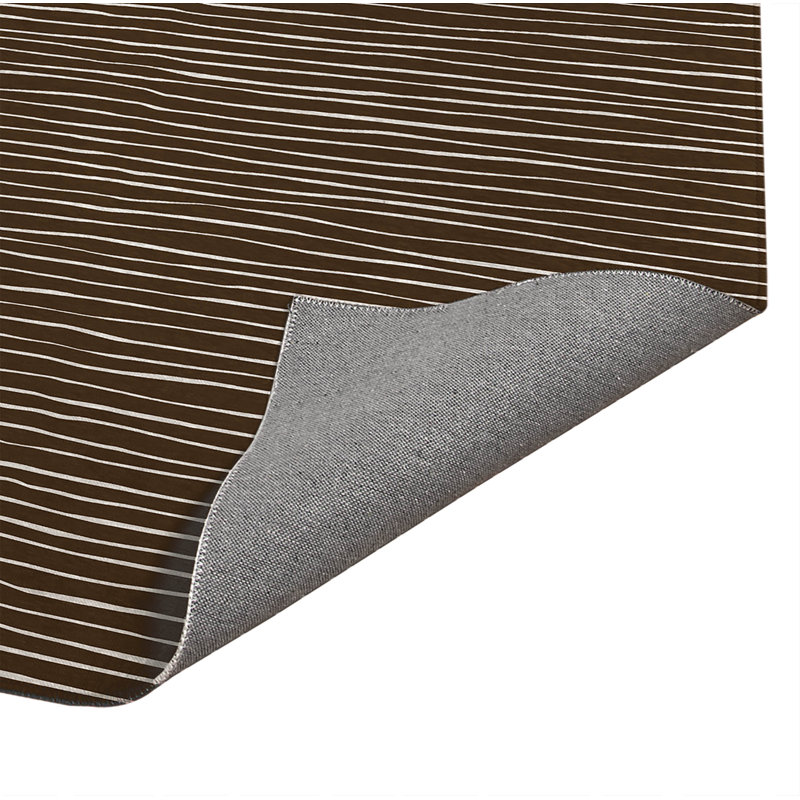 Tapis de cuisine à profil bas Ricky, Rectangle 4' x 6', Rayé brun moka