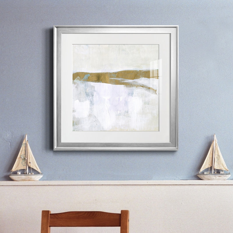 10_Gold Ribbon Horizon II - reproduction encadrée de qualité supérieure - prête à être accrochée, Cadre argenté
