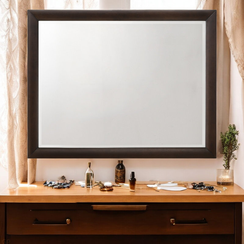 Tablita Dark Merlot Finish Dresser Mirror, 36.03" x 47.03", Burgundy