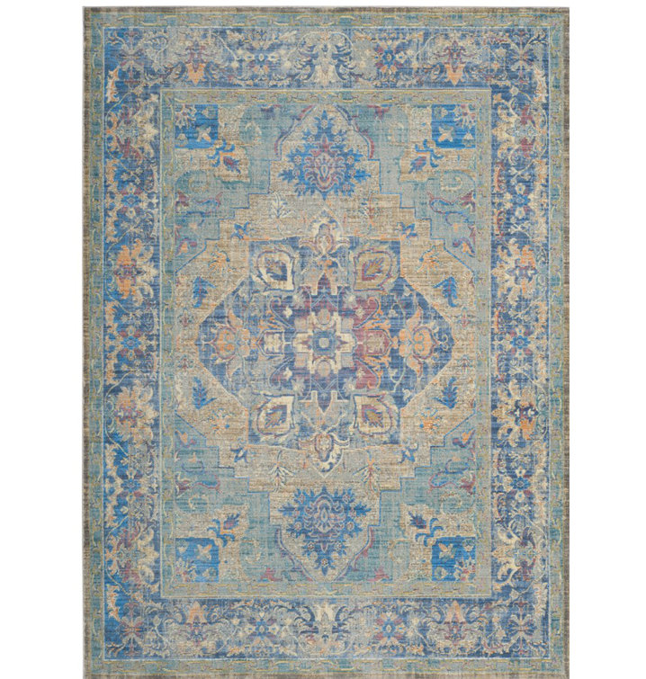 Power Loom Performance Blue/Gray/Beige Rug