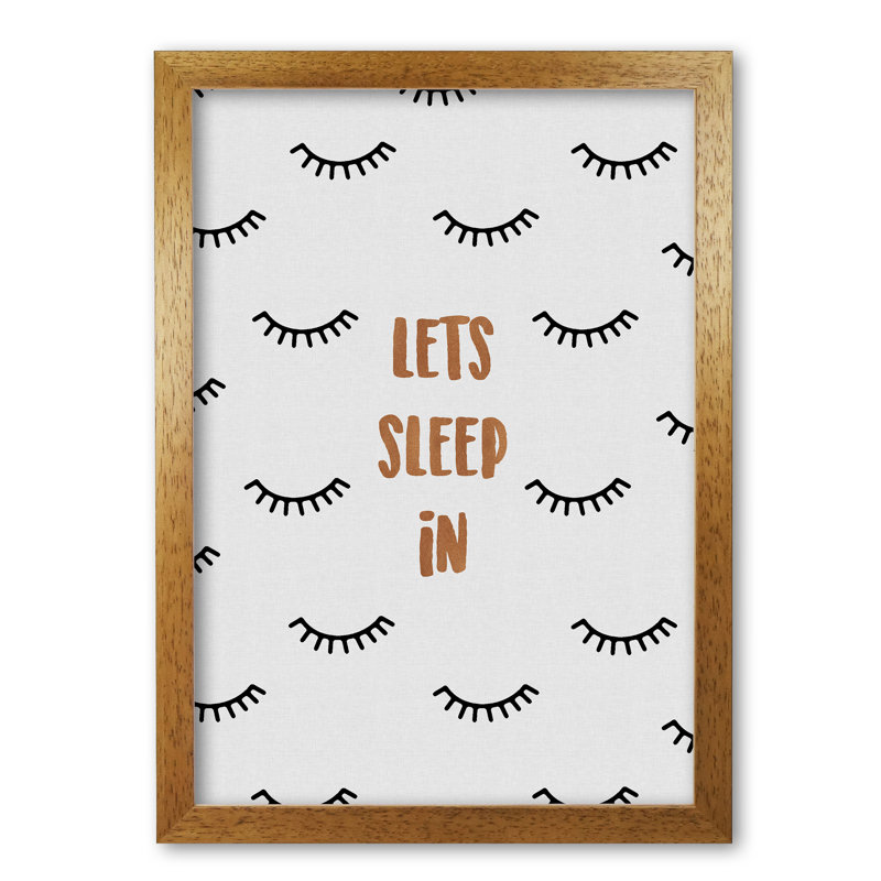 Let's Sleep In Bedroom - Print, Honey Oak Frame, 42 cm H x 30 cm W x 5 cm D