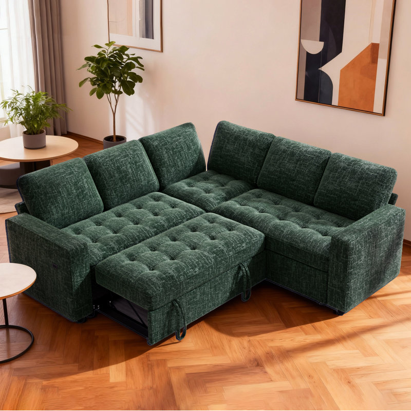 Sectional Sleeper Sofa With Pull Out Couch, Modern 5 Seat L Shaped Modular Couch, Sectionals Modular Sofa With Storage, Comfy Sectional Couches For Living Room & Apartment