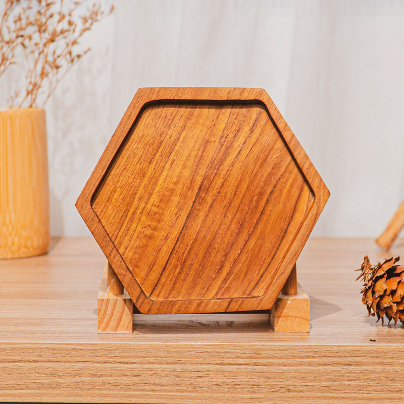 Wood 4 Piece Coaster Set