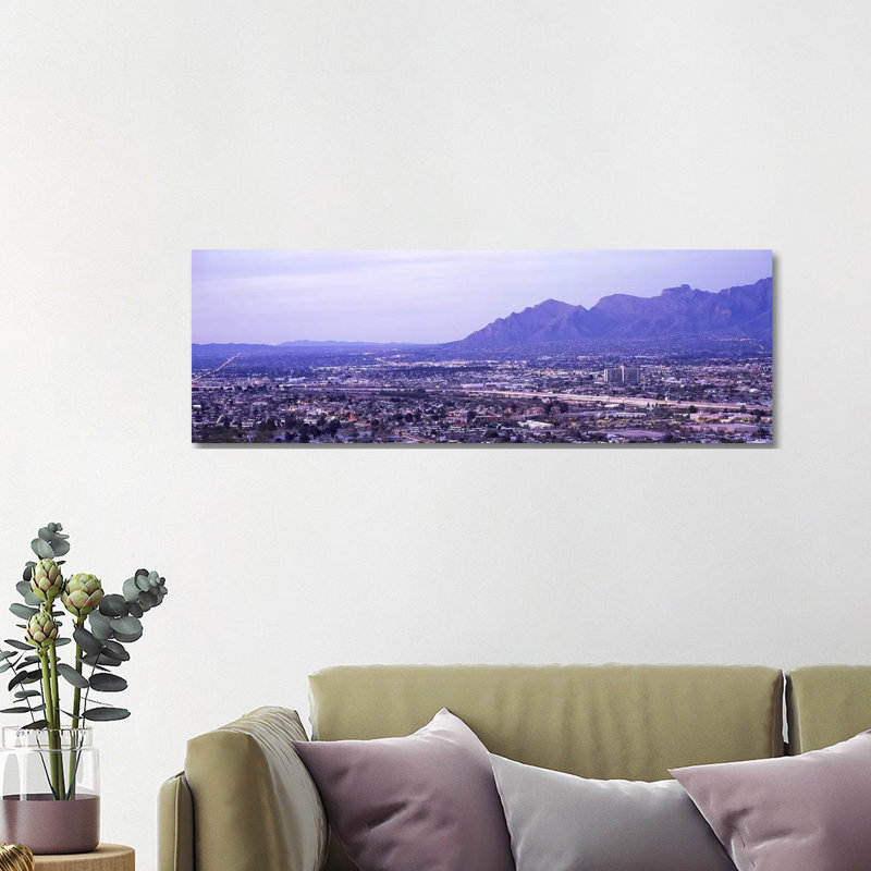 Aerial View Of A City, Tucson, Pima County, Arizona, USA - Wrapped Canvas Panoramic Print